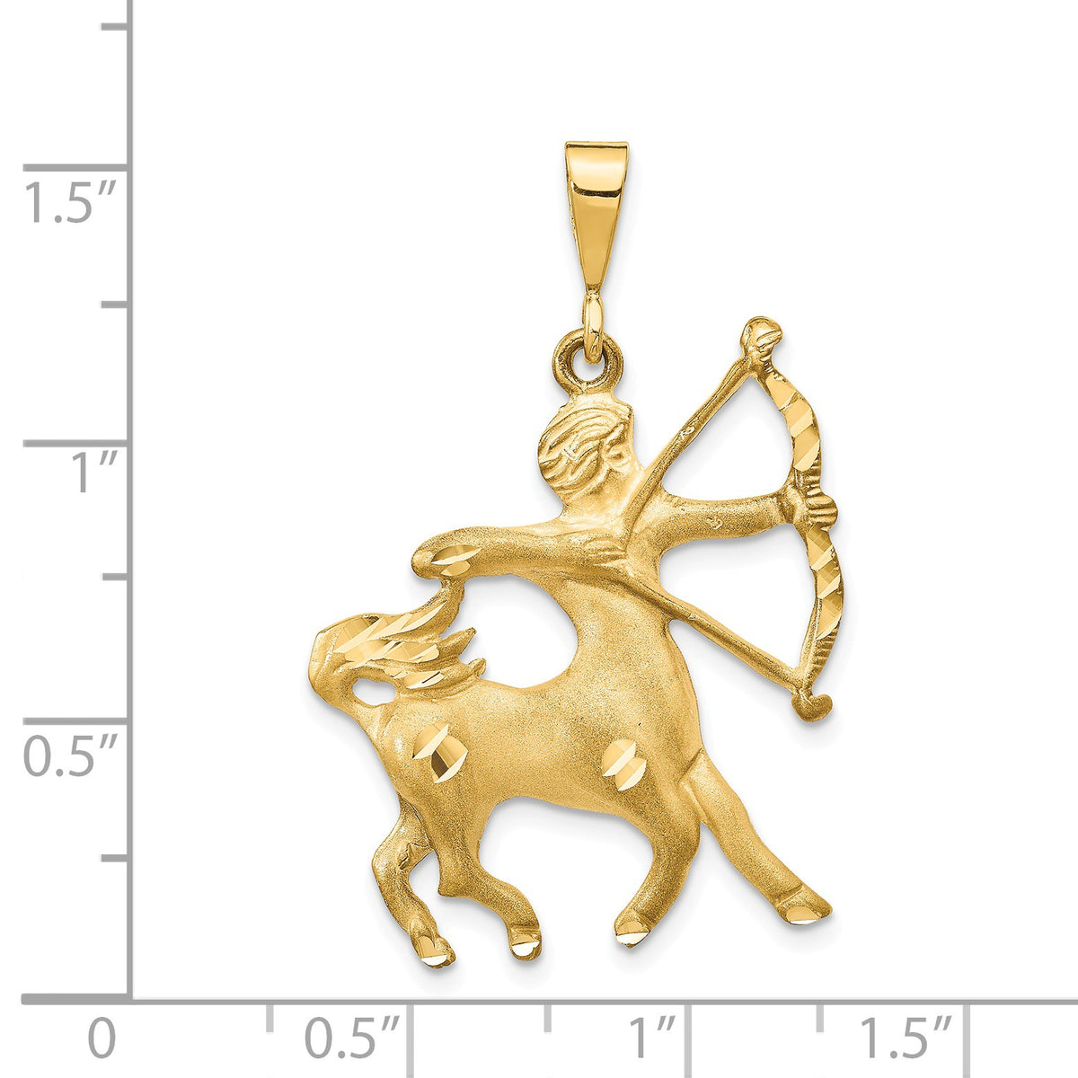 Alternate view of the 14k Yellow Gold Large Sagittarius the Archer Zodiac Pendant by The Black Bow Jewelry Co.