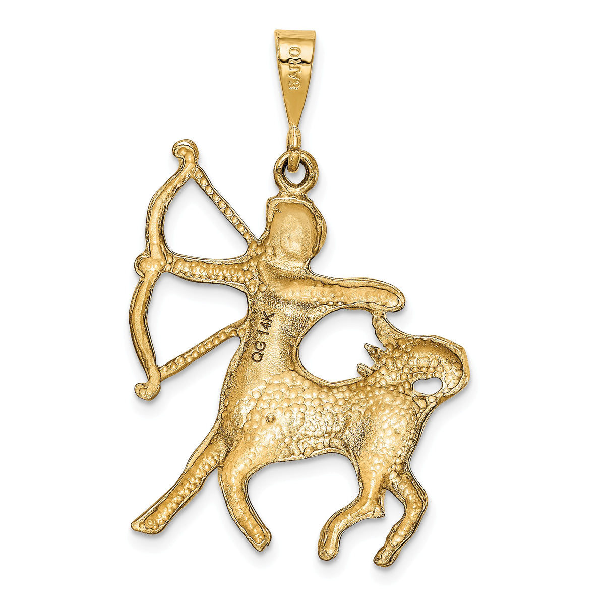 Alternate view of the 14k Yellow Gold Large Sagittarius the Archer Zodiac Pendant by The Black Bow Jewelry Co.