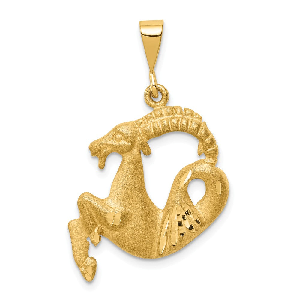 14k Yellow Gold Large Capricorn the Goat Zodiac Pendant, Item P10953 by The Black Bow Jewelry Co.