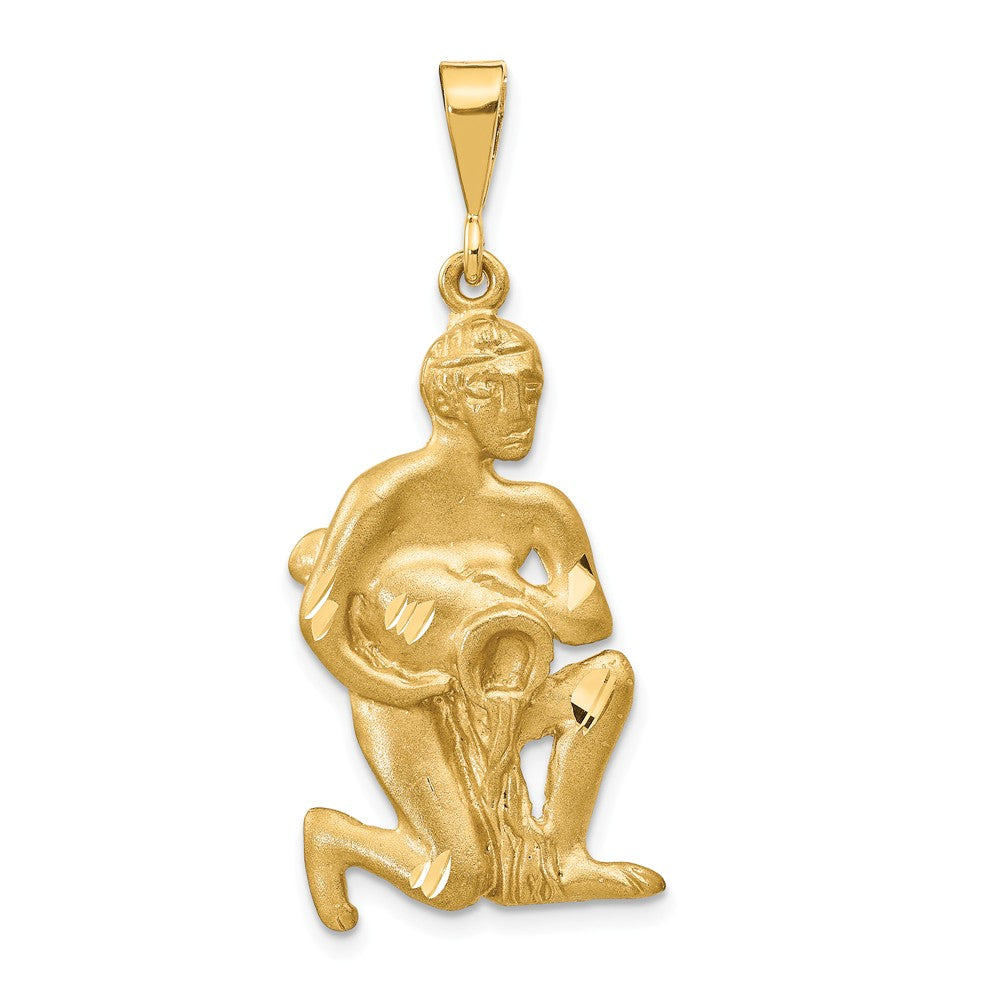 14k Yellow Gold Large Aquarius the Water Bearer Zodiac Pendant, Item P10954 by The Black Bow Jewelry Co.