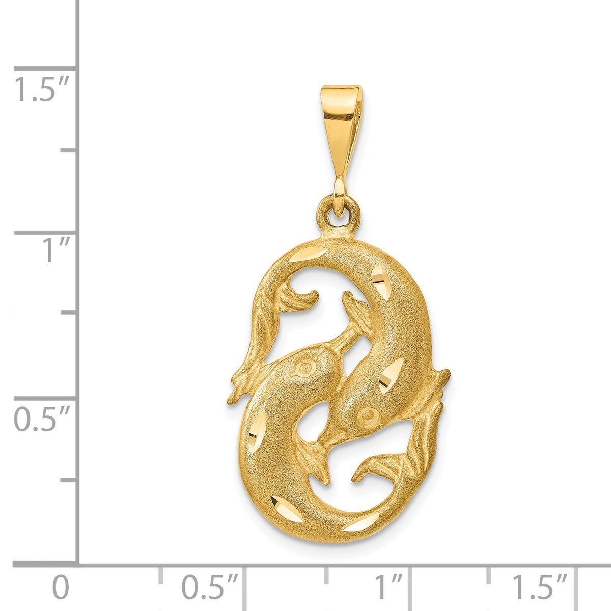 Alternate view of the 14k Yellow Gold Large Pisces the Fish Zodiac Pendant by The Black Bow Jewelry Co.