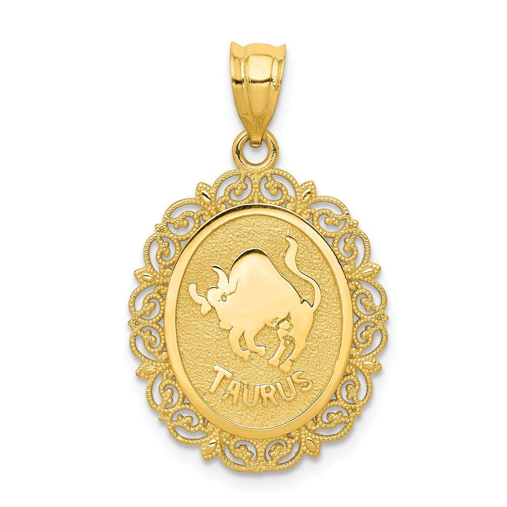 14K Yellow and White Gold Taurus Zodiac and Constellation Rotary Pendant -  19KCDK