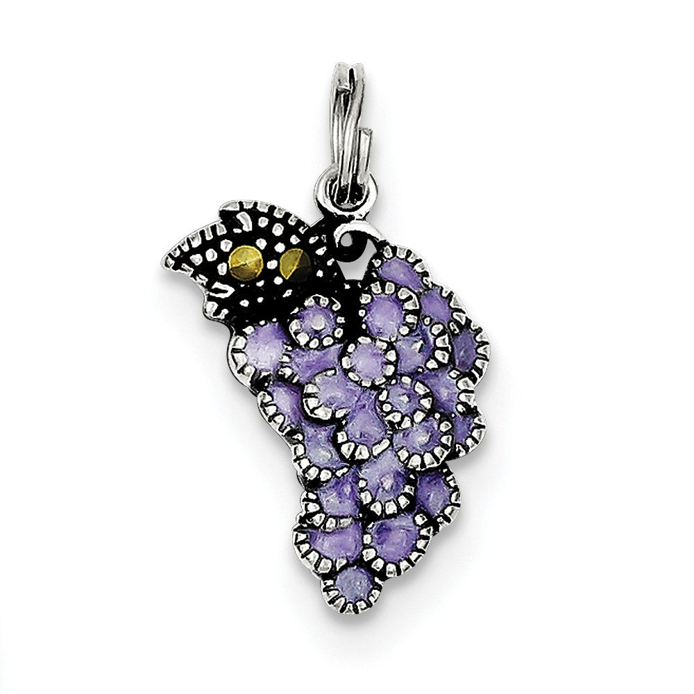 Sterling Silver and Enameled Purple Grape Charm, Item P10994 by The Black Bow Jewelry Co.