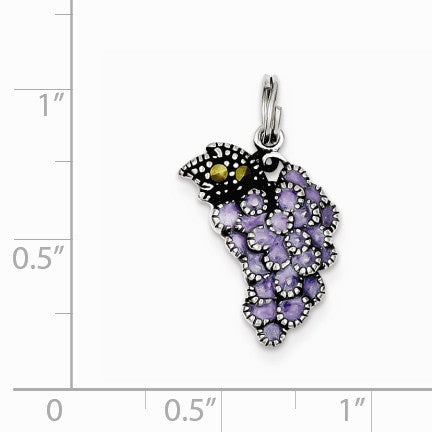 Alternate view of the Sterling Silver and Enameled Purple Grape Charm by The Black Bow Jewelry Co.