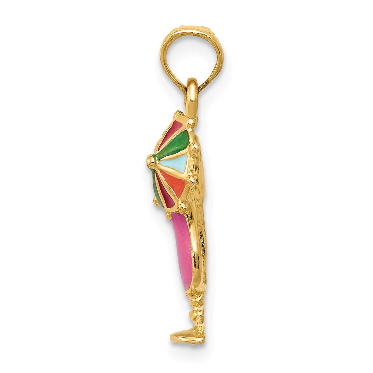Alternate view of the 14k Yellow Gold and Enamel Tropical Drink Pendant by The Black Bow Jewelry Co.