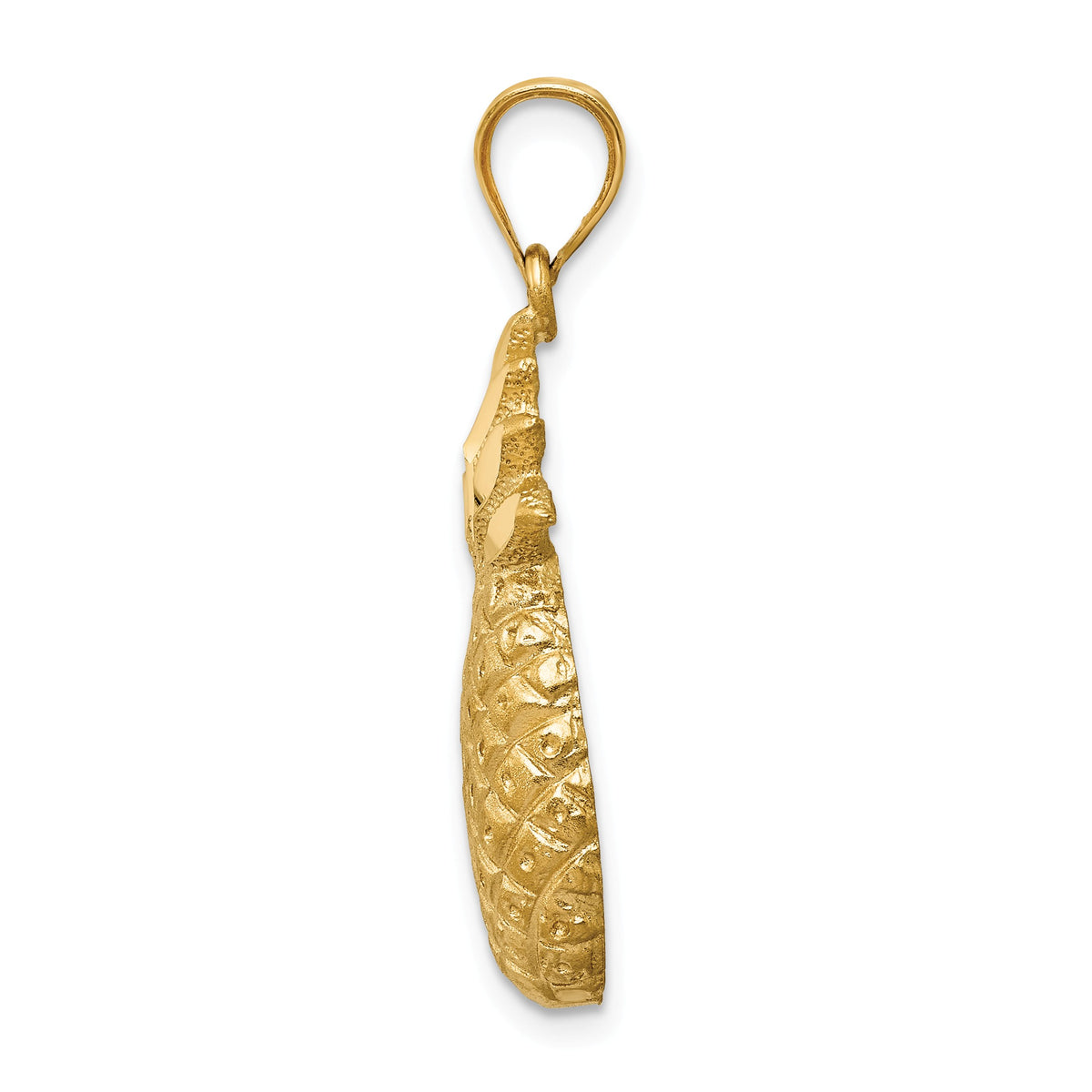 Alternate view of the 14k Yellow Gold Satin and Diamond Cut Pineapple Pendant by The Black Bow Jewelry Co.