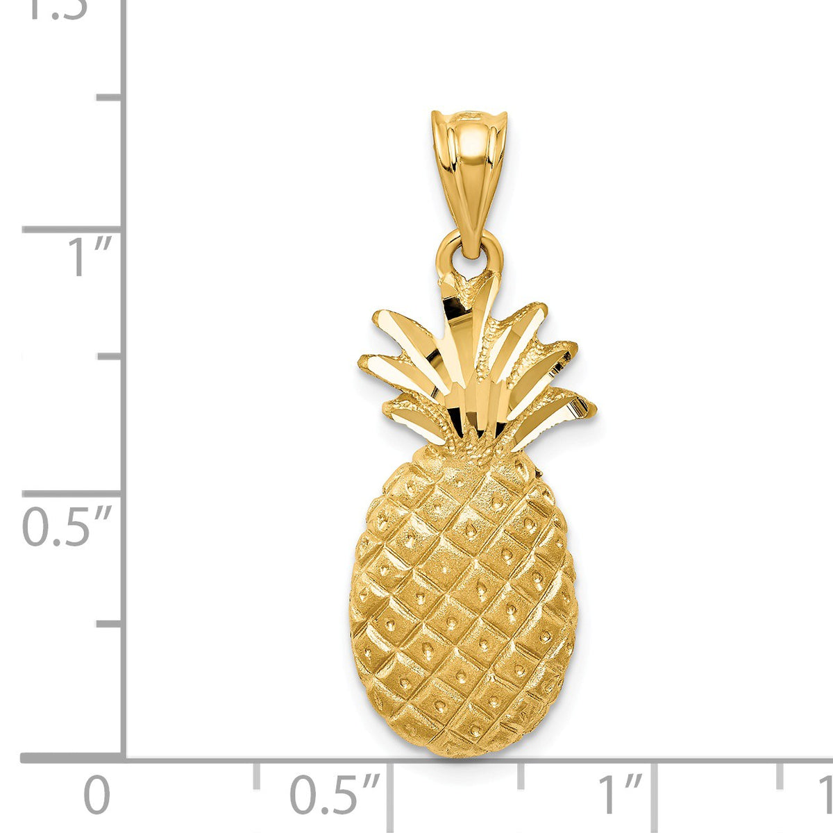 Alternate view of the 14k Yellow Gold Satin and Diamond Cut Pineapple Pendant by The Black Bow Jewelry Co.