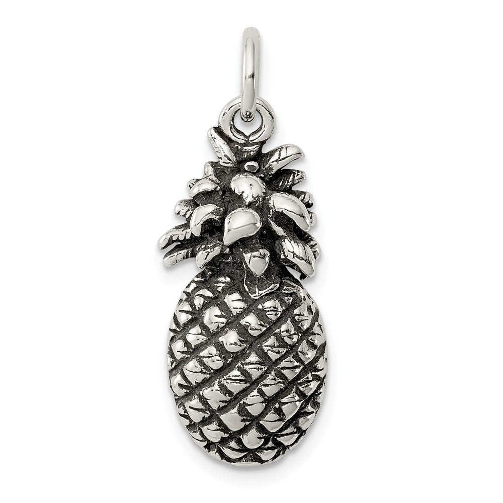 Sterling Silver Antiqued Pineapple Pendant, Item P11011 by The Black Bow Jewelry Co.