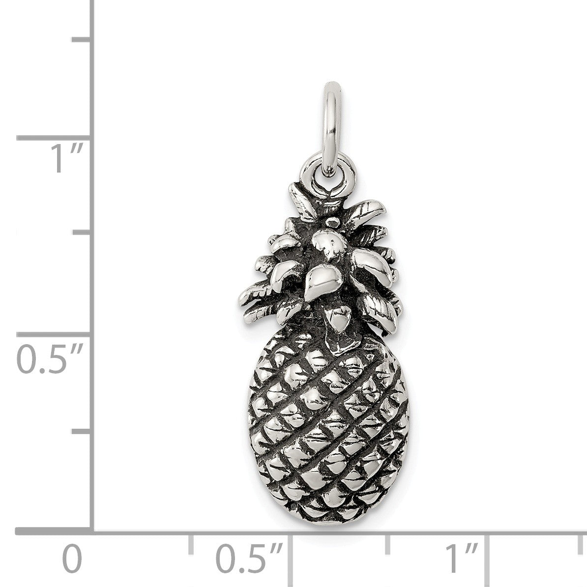 Alternate view of the Sterling Silver Antiqued Pineapple Pendant by The Black Bow Jewelry Co.