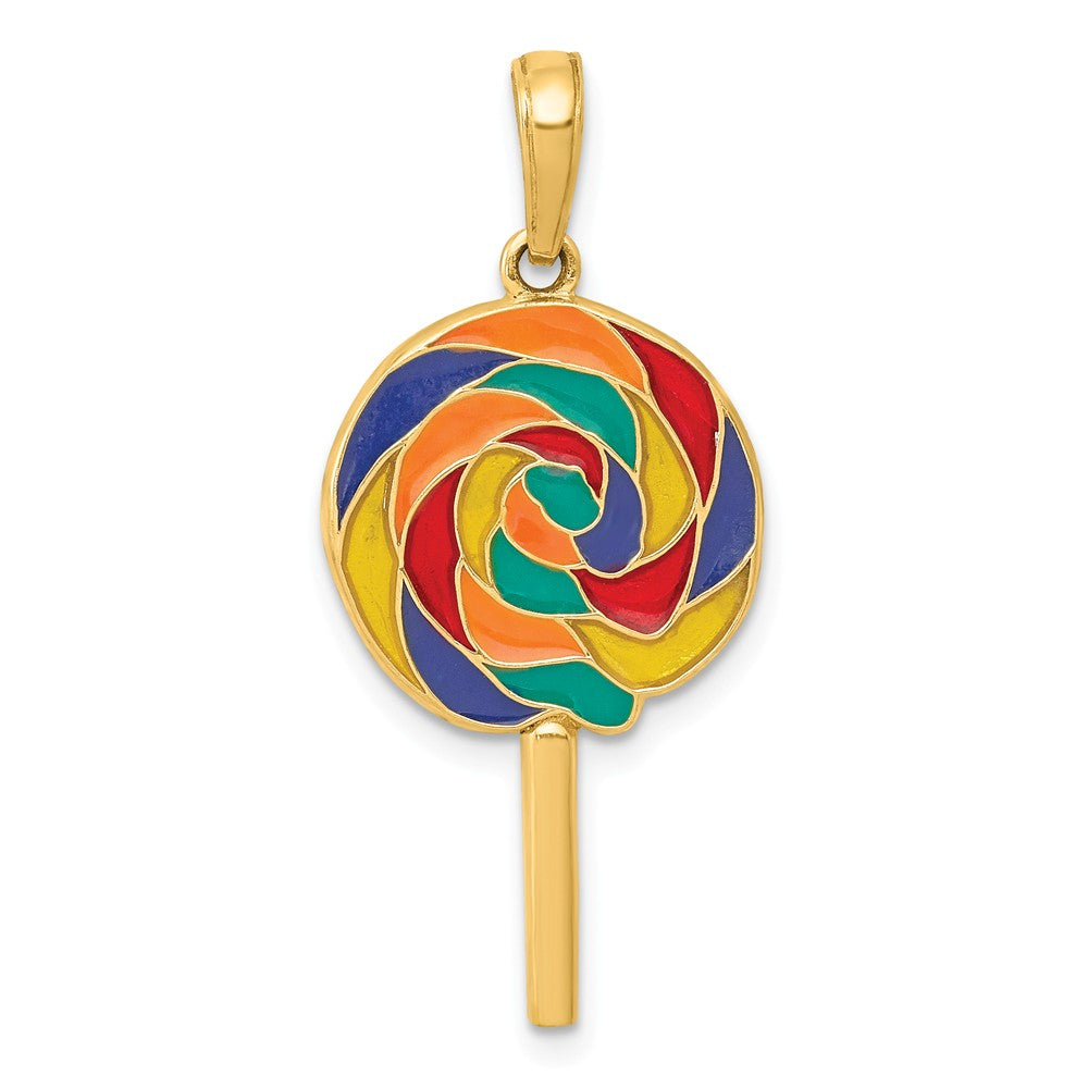14k Yellow Gold and Enamel Lollipop Pendant, Item P11019 by The Black Bow Jewelry Co.
