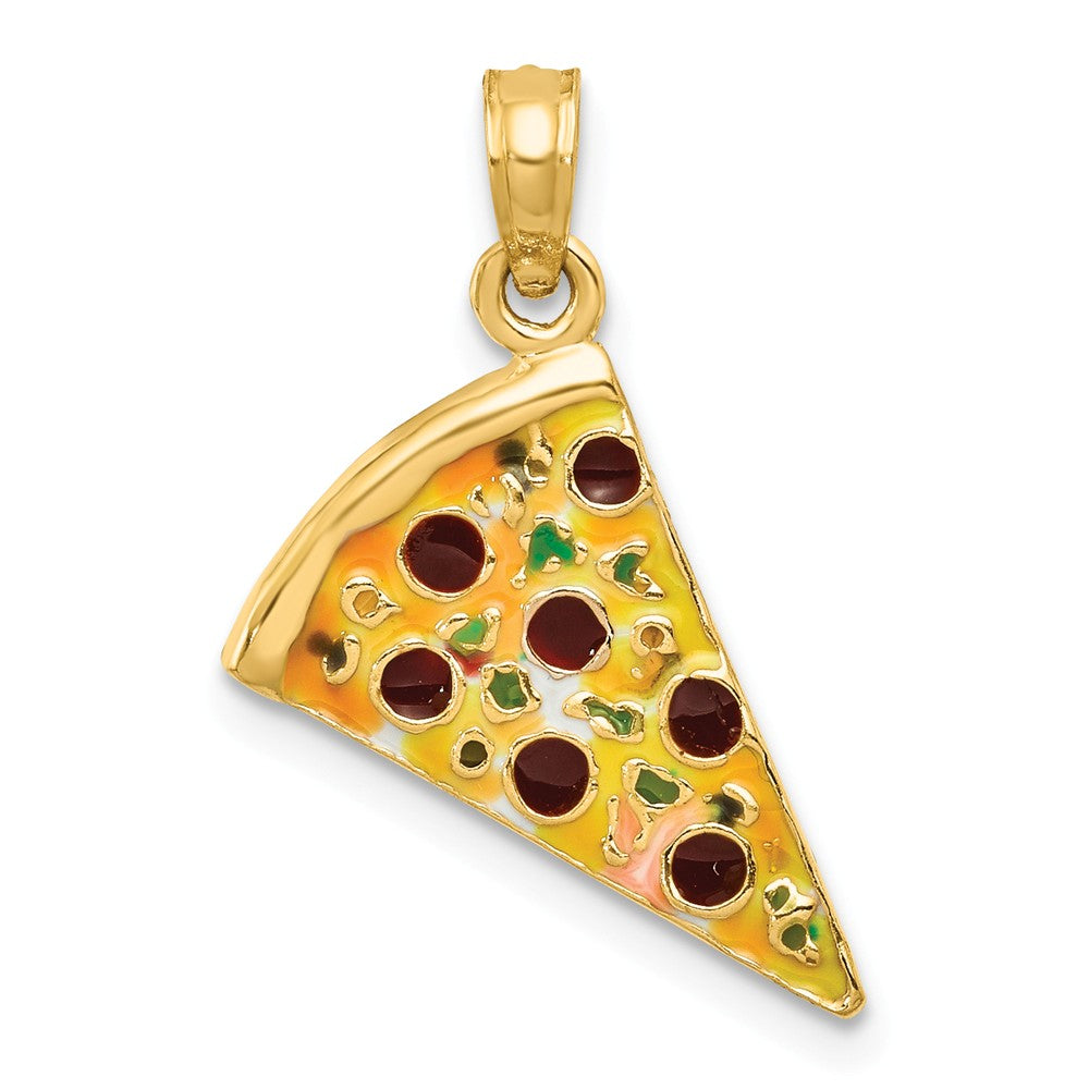 14k Yellow Gold Enameled Pizza Slice Pendant, Item P11020 by The Black Bow Jewelry Co.