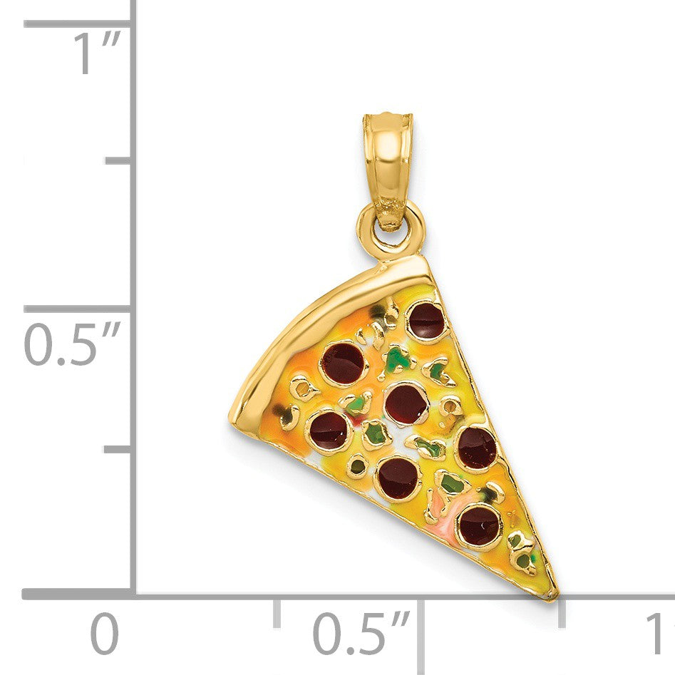 Alternate view of the 14k Yellow Gold Enameled Pizza Slice Pendant by The Black Bow Jewelry Co.