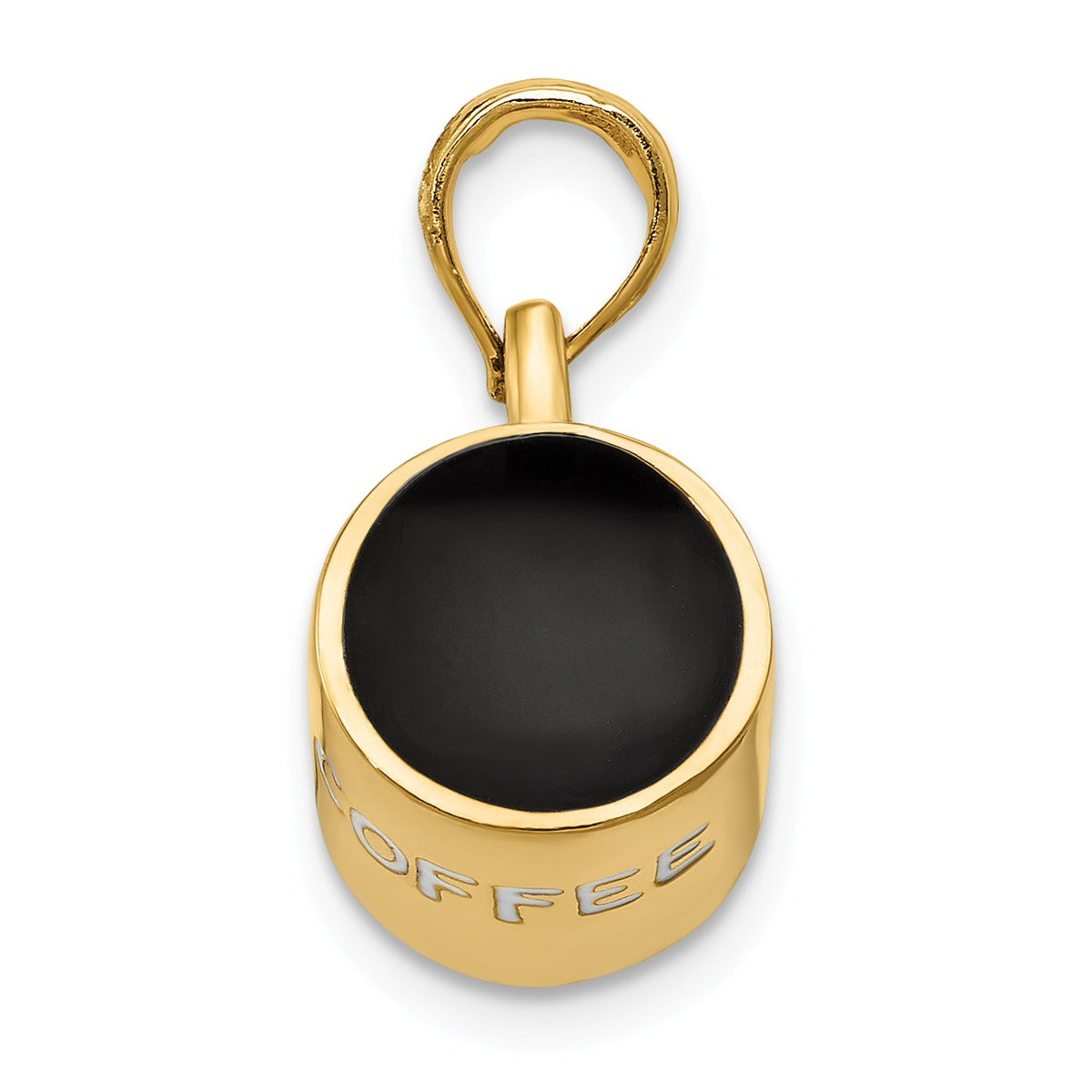 Alternate view of the 14k Yellow Gold and Enamel 3D Coffee Mug Pendant by The Black Bow Jewelry Co.