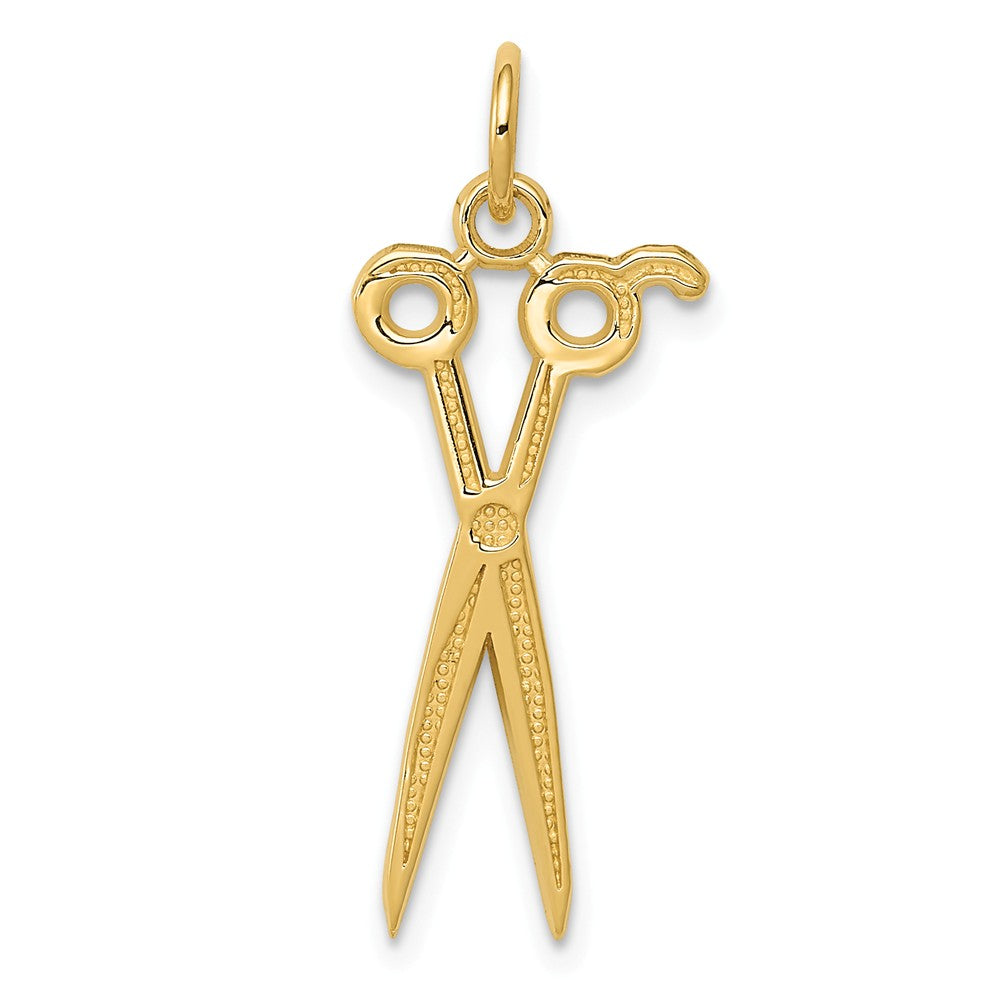 14k Yellow Gold Polished Scissors Pendant, Item P11037 by The Black Bow Jewelry Co.