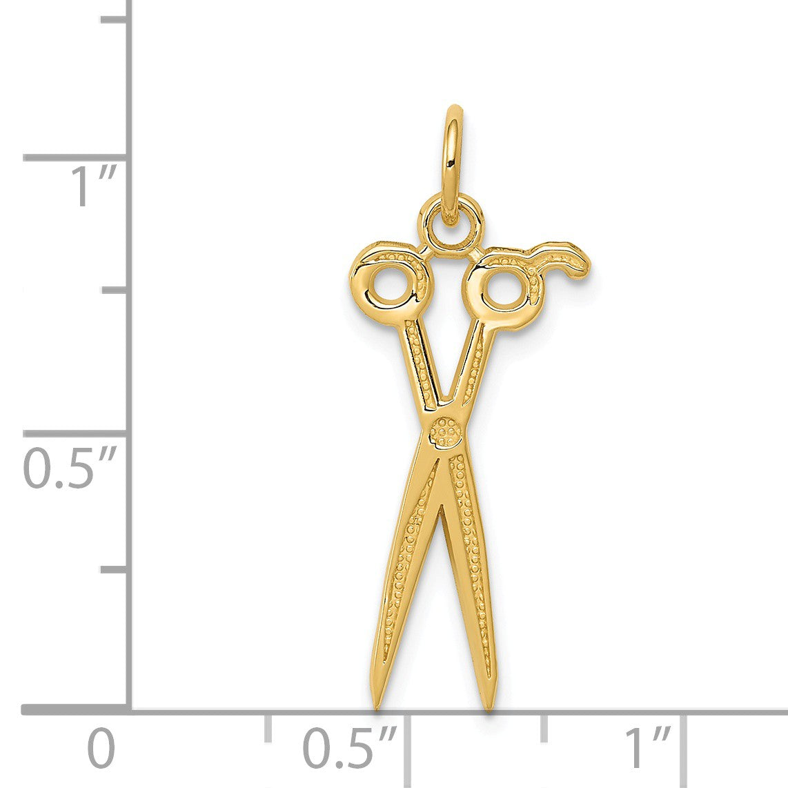 Alternate view of the 14k Yellow Gold Polished Scissors Pendant by The Black Bow Jewelry Co.