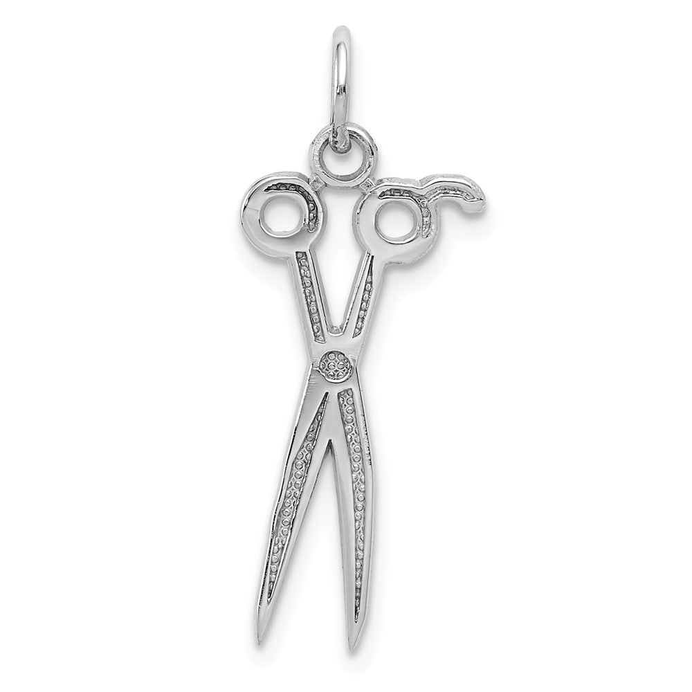 14k White Gold Polished Scissors Pendant, Item P11038 by The Black Bow Jewelry Co.