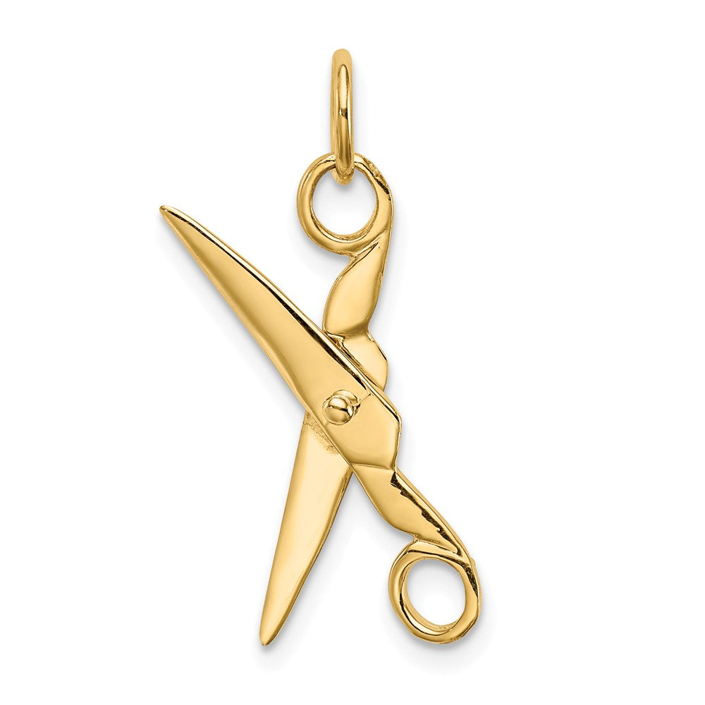 14k Yellow Gold 3D Moveable Scissors Charm, Item P11039 by The Black Bow Jewelry Co.