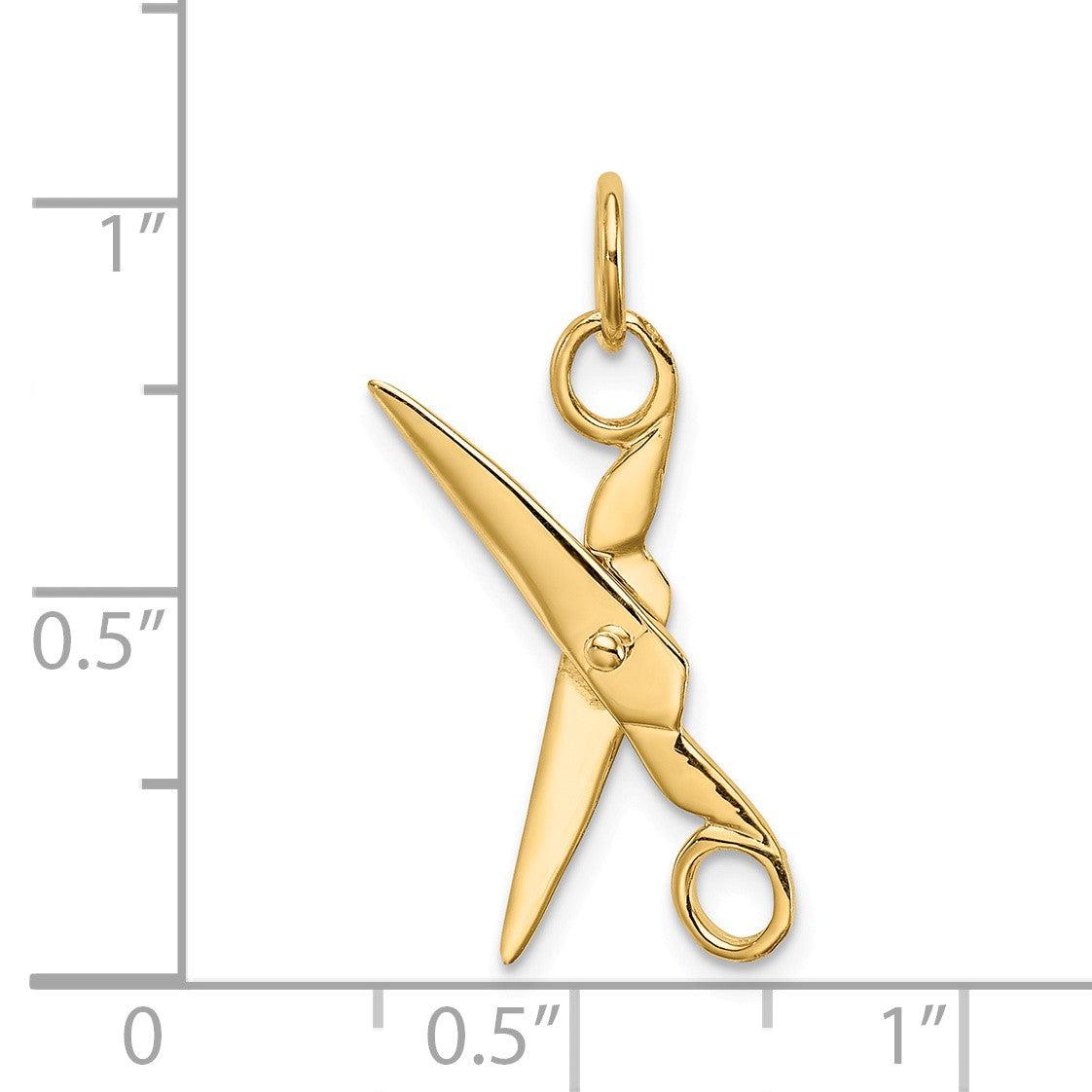Alternate view of the 14k Yellow Gold 3D Moveable Scissors Charm by The Black Bow Jewelry Co.
