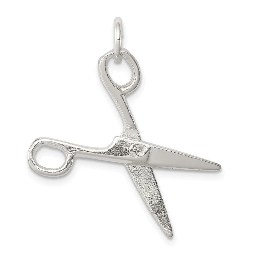 Sterling Silver 3D Moveable Polished Scissors Pendant, Item P11042 by The Black Bow Jewelry Co.
