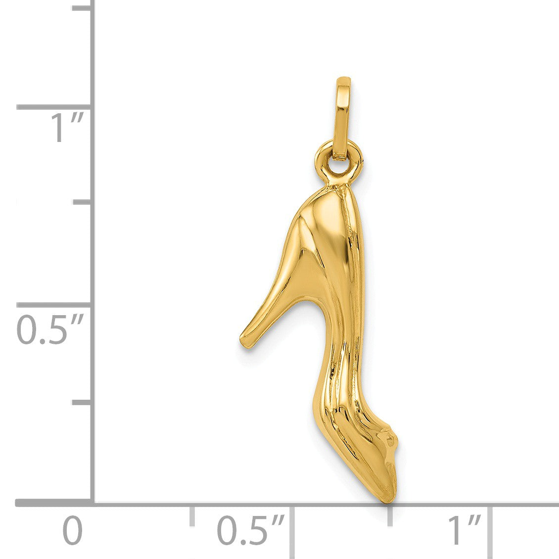 Alternate view of the 14k Yellow Gold 3D Polished High Heel Shoe Pendant by The Black Bow Jewelry Co.