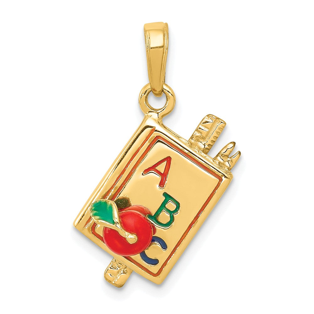 14k Yellow Gold 3D Enameled ABC Schoolbook Pendant, Item P11067 by The Black Bow Jewelry Co.