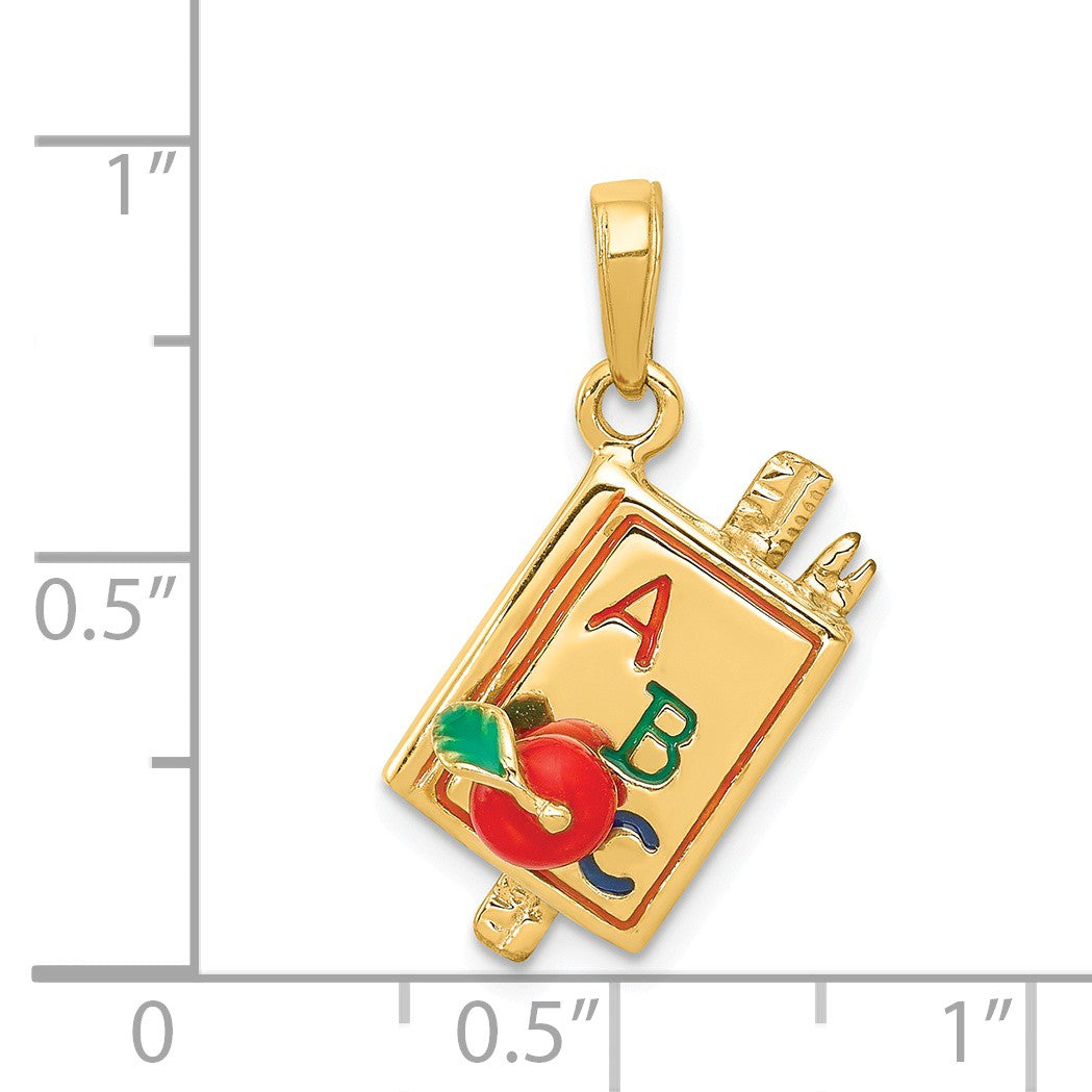 Alternate view of the 14k Yellow Gold 3D Enameled ABC Schoolbook Pendant by The Black Bow Jewelry Co.