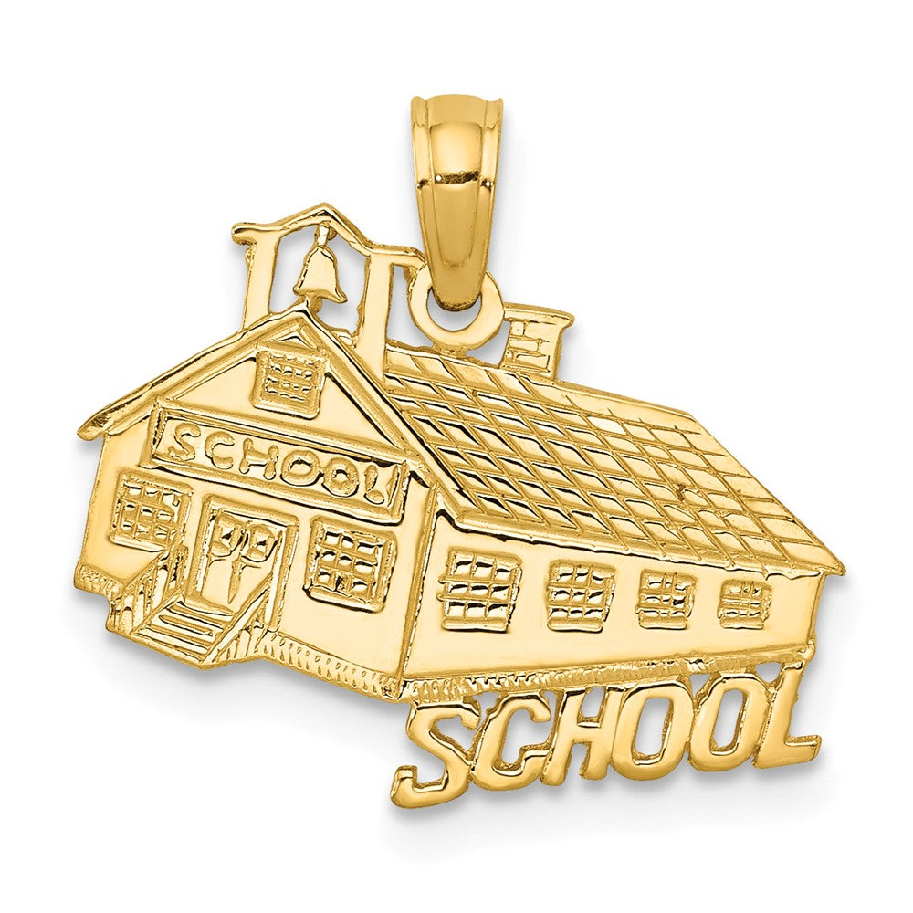 14k Yellow Gold Flat Schoolhouse Pendant, Item P11070 by The Black Bow Jewelry Co.