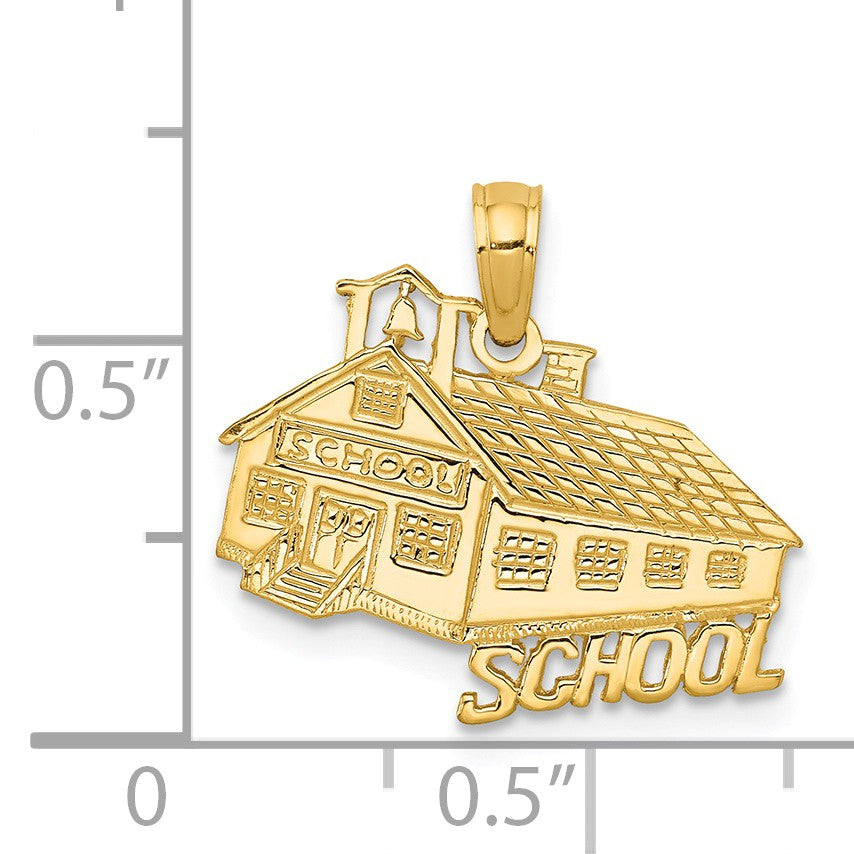 Alternate view of the 14k Yellow Gold Flat Schoolhouse Pendant by The Black Bow Jewelry Co.