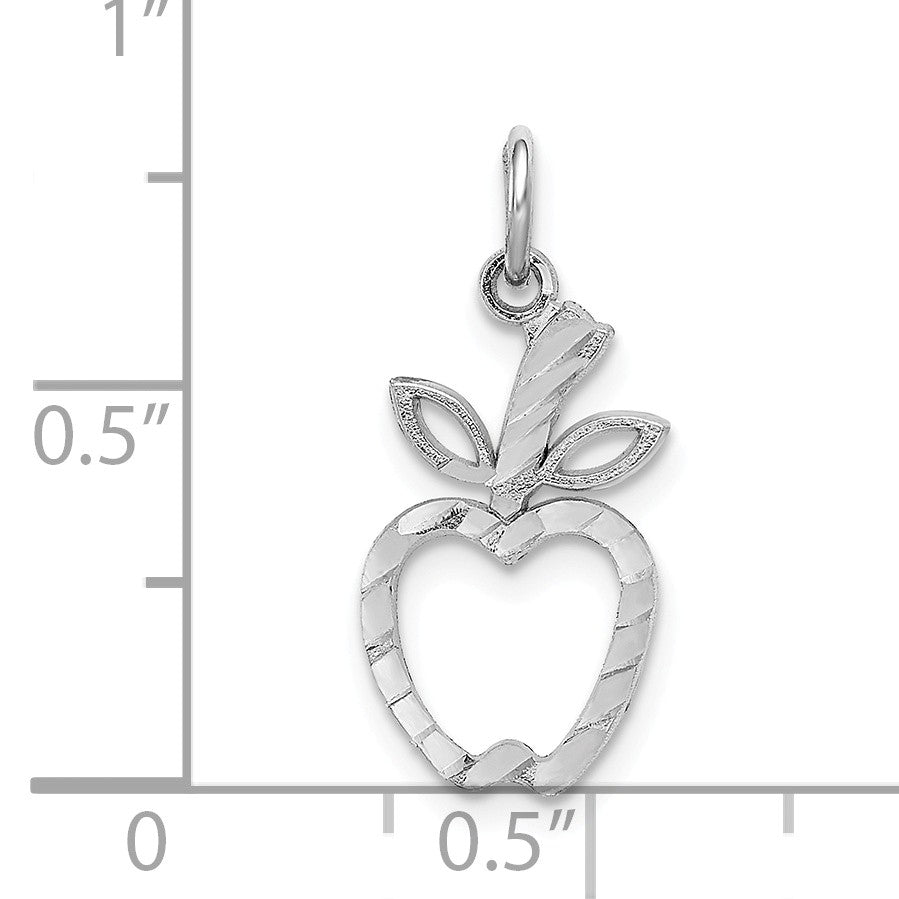 Alternate view of the 14k White Gold Diamond Cut Apple Silhouette Charm by The Black Bow Jewelry Co.