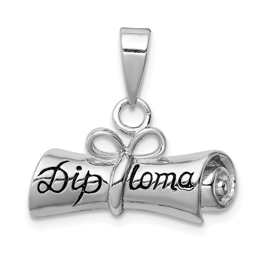 Sterling Silver Rolled Diploma Pendant, Item P11080 by The Black Bow Jewelry Co.