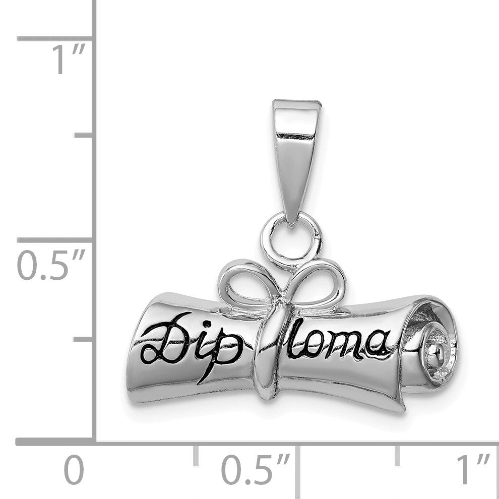 Alternate view of the Sterling Silver Rolled Diploma Pendant by The Black Bow Jewelry Co.