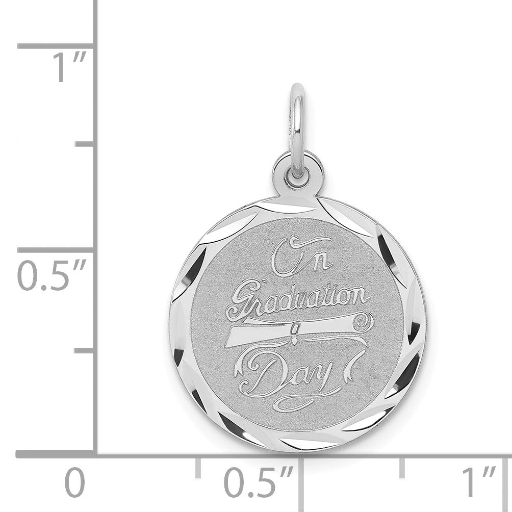 Alternate view of the Sterling Silver, On Graduation Day Disc Charm, 15mm by The Black Bow Jewelry Co.