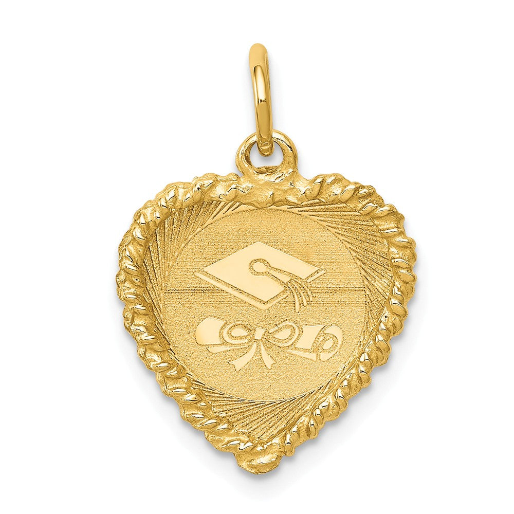 14k Yellow Gold Graduation Heart Charm, 15mm, Item P11085 by The Black Bow Jewelry Co.