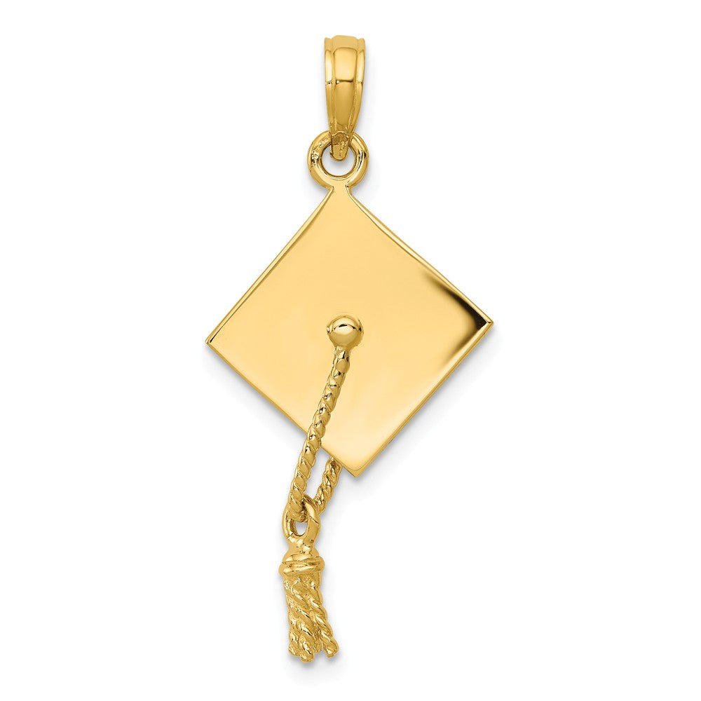 14k Yellow Gold 3D Polished Graduation Cap Pendant, Item P11088 by The Black Bow Jewelry Co.