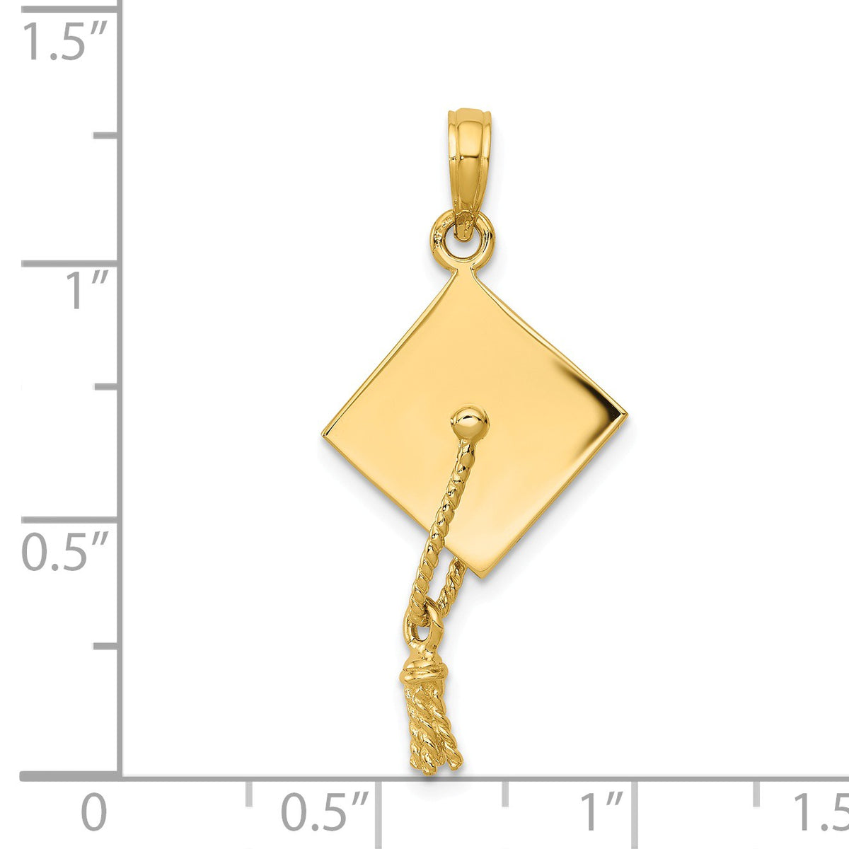 Alternate view of the 14k Yellow Gold 3D Polished Graduation Cap Pendant by The Black Bow Jewelry Co.