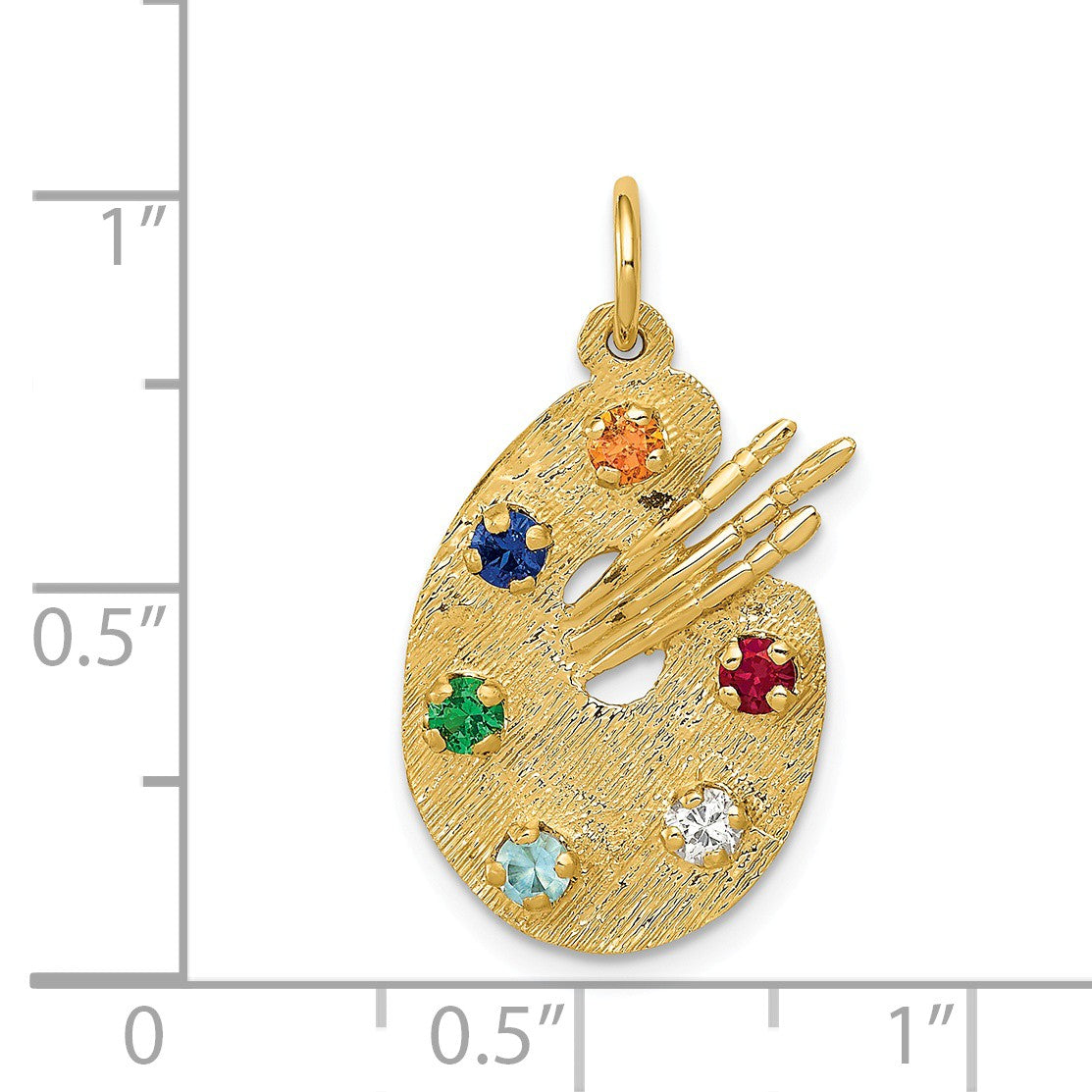 Alternate view of the 14k Yellow Gold and CZ Multicolor Artists Palette Pendant by The Black Bow Jewelry Co.