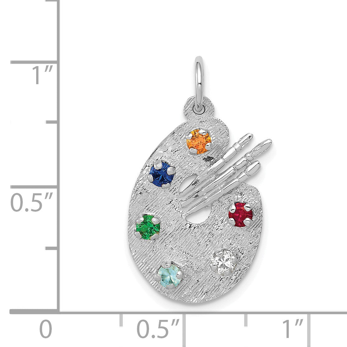 Alternate view of the 14k White Gold and CZ Multicolor Artists Palette Pendant by The Black Bow Jewelry Co.