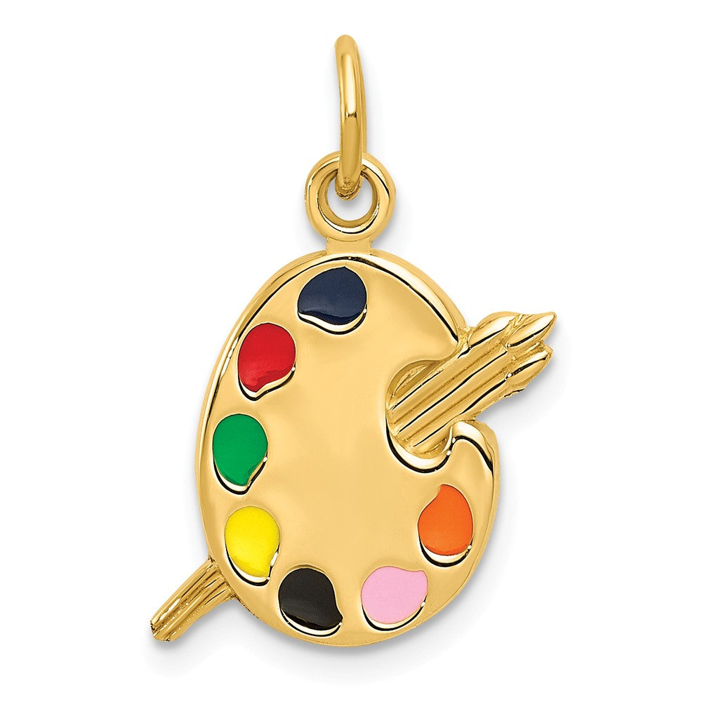 14k Yellow Gold &amp; Enameled Artist Palette Pendant, Item P11104 by The Black Bow Jewelry Co.
