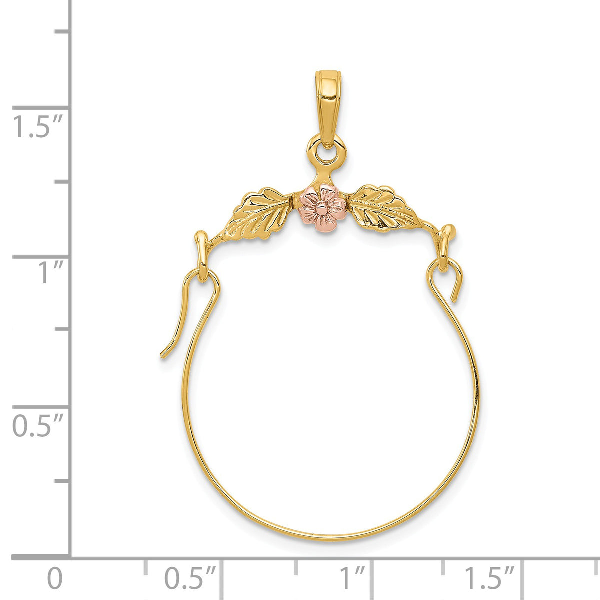 Alternate view of the 14k Yellow and Rose Gold Two Tone Floral Charm Holder Pendant by The Black Bow Jewelry Co.