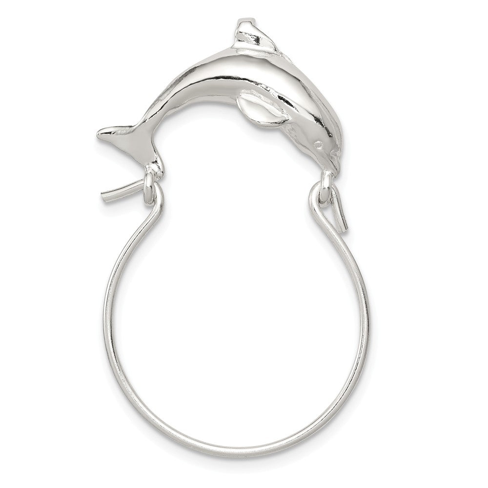 Sterling Silver Dolphin Charm Holder Pendant, Item P11111 by The Black Bow Jewelry Co.