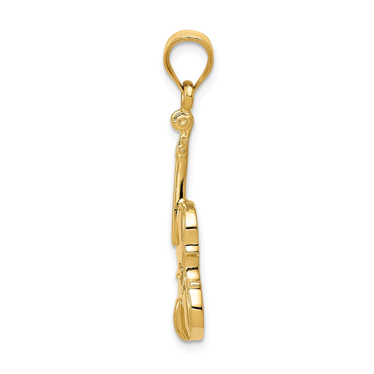 Alternate view of the 14k Yellow Gold Polished Violin Pendant by The Black Bow Jewelry Co.