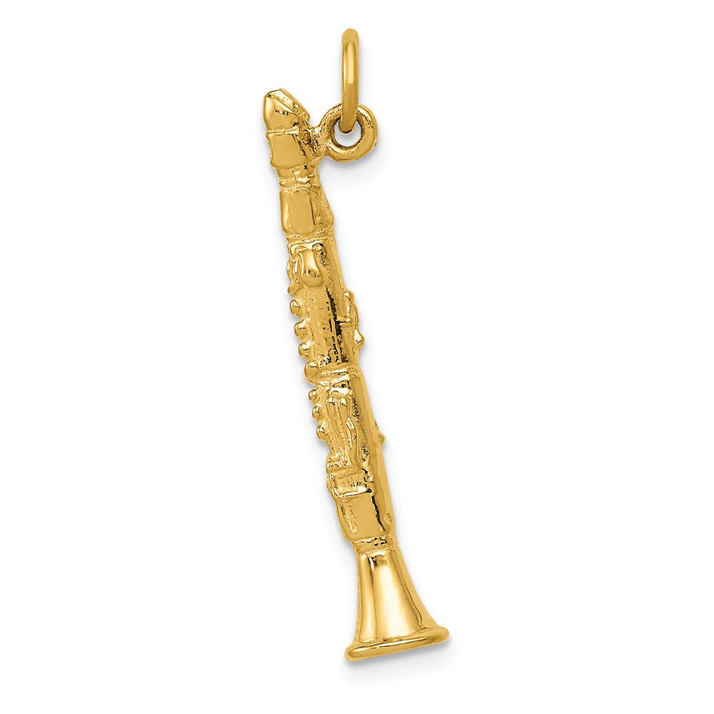 14k Yellow Gold 3D Clarinet Pendant, Item P11119 by The Black Bow Jewelry Co.