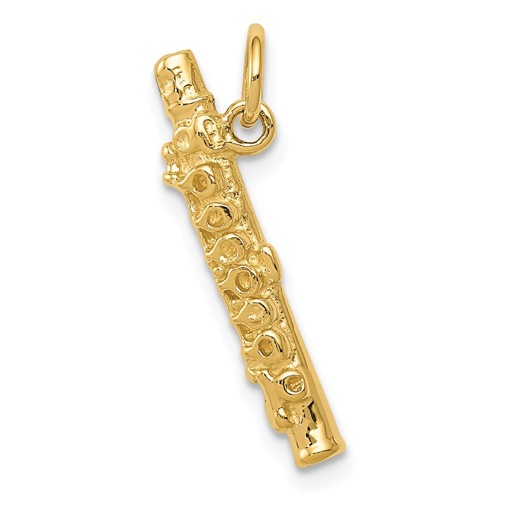 14k Yellow Gold 3D Flute Pendant, Item P11121 by The Black Bow Jewelry Co.