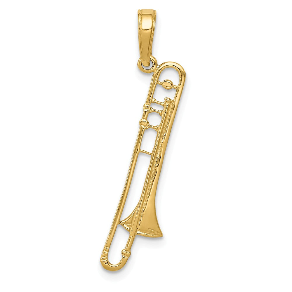 14k Yellow Gold Trombone Pendant, Item P11123 by The Black Bow Jewelry Co.