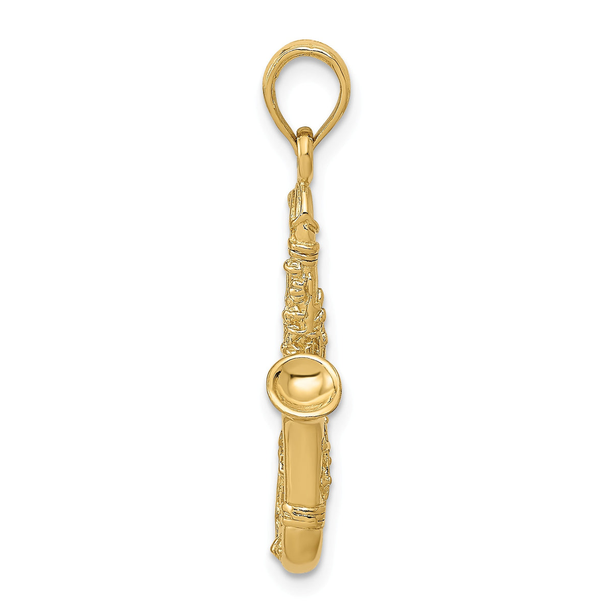 Alternate view of the 14k Yellow Gold 3D Tenor Saxophone Pendant by The Black Bow Jewelry Co.