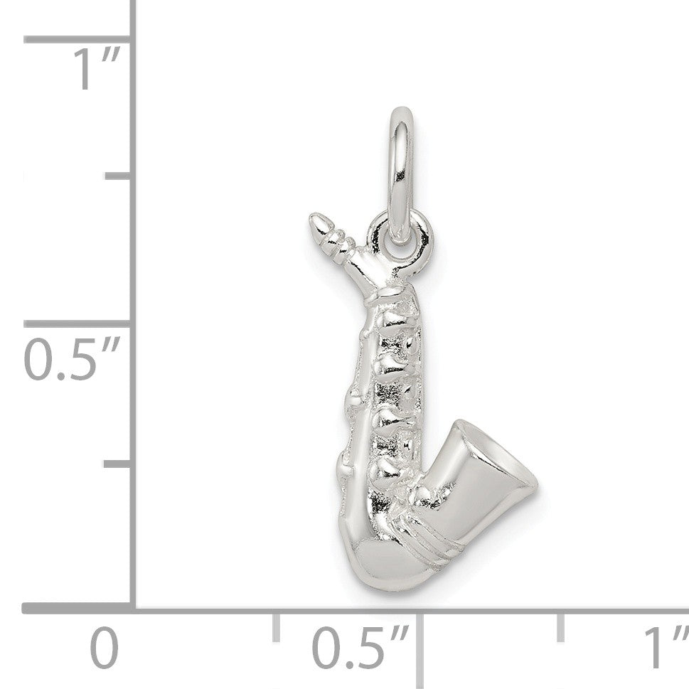 Alternate view of the Sterling Silver 3D Saxophone Charm by The Black Bow Jewelry Co.