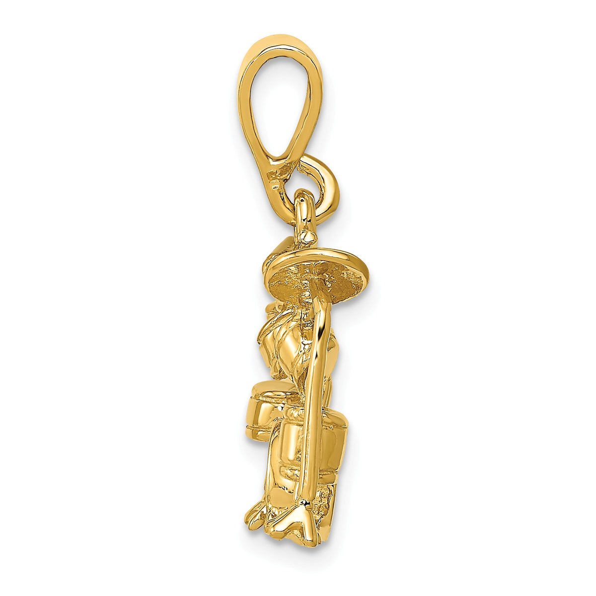 Alternate view of the 14k Yellow Gold 2D Polished Drum Set Pendant by The Black Bow Jewelry Co.