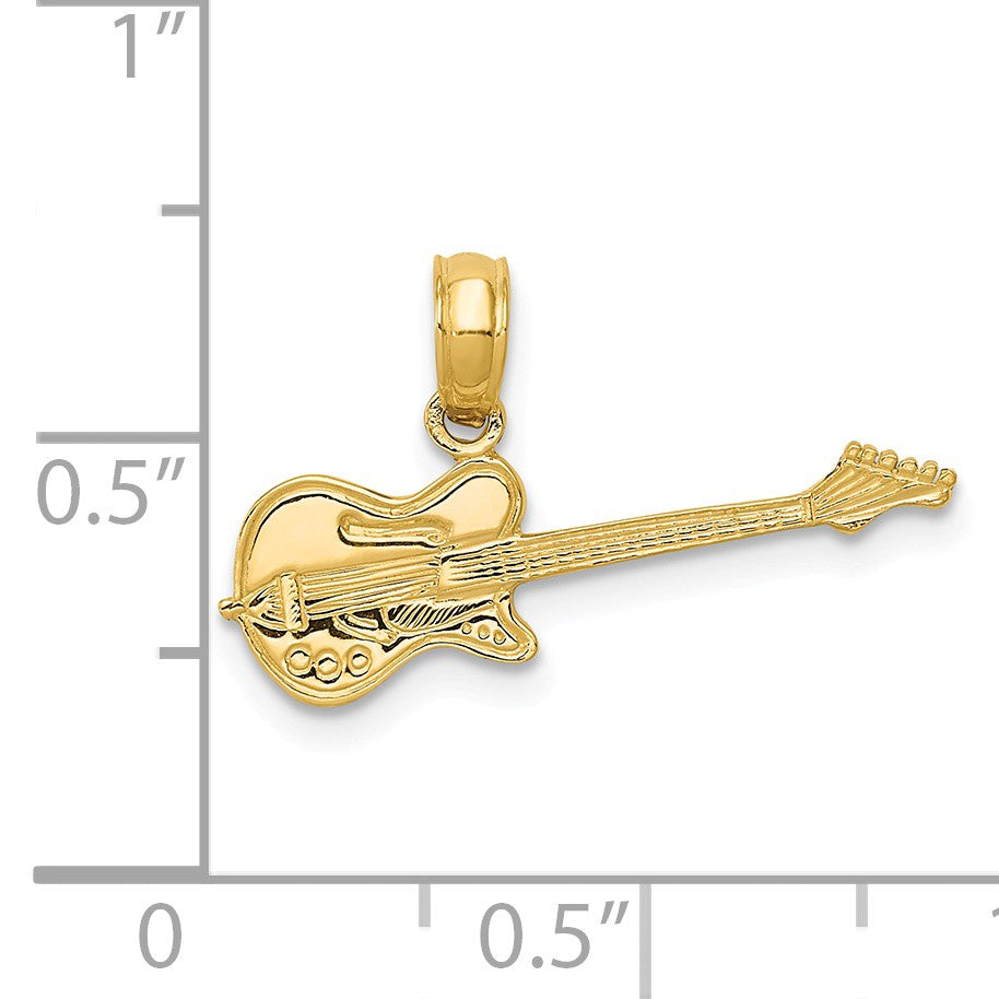 Alternate view of the 14k Yellow Gold Electric Guitar Pendant by The Black Bow Jewelry Co.