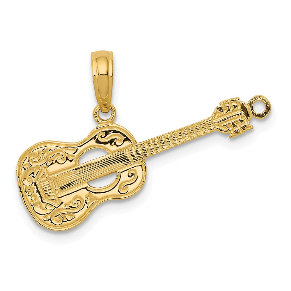 14k Yellow Gold Classical Guitar Pendant, Item P11140 by The Black Bow Jewelry Co.