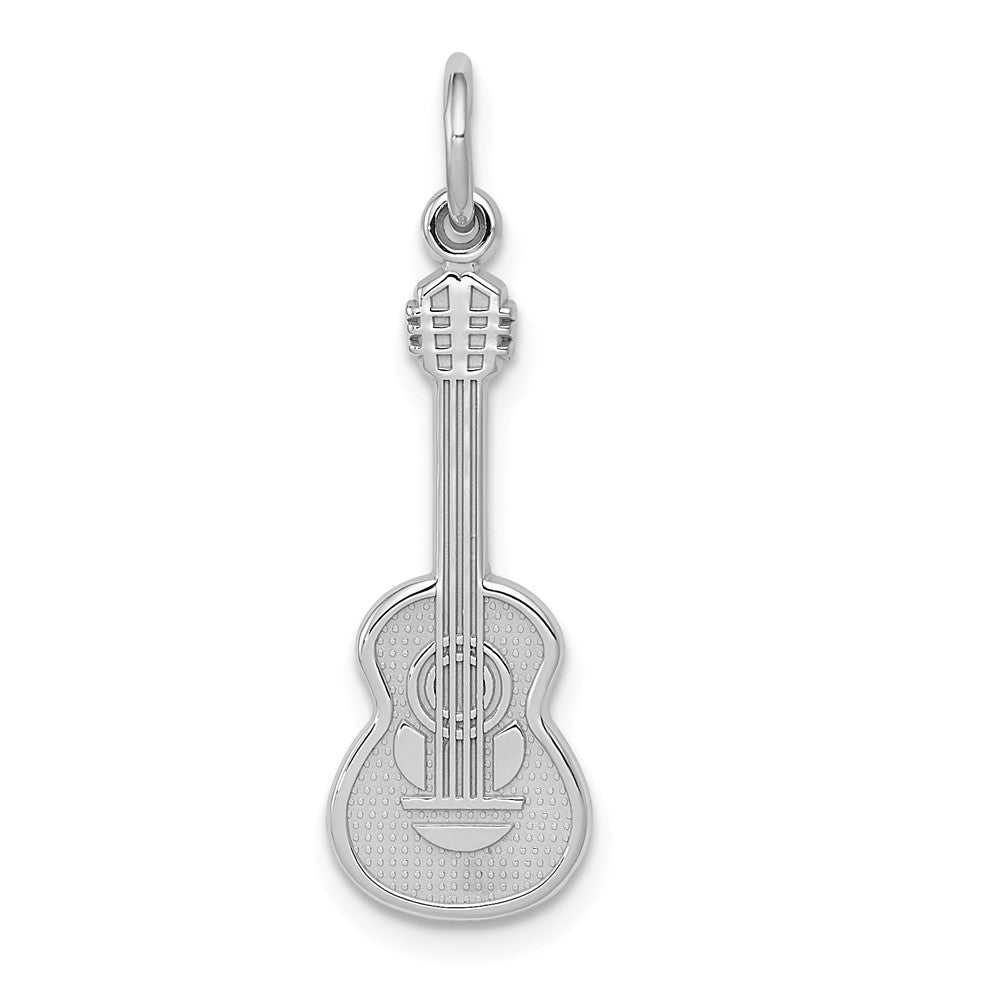 14k White Gold Vertical Classical Guitar Charm, Item P11142 by The Black Bow Jewelry Co.